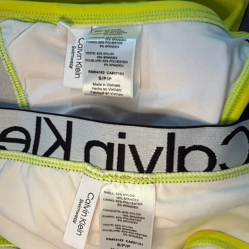 Calvin Klein Neon Yellow Bikini Set Size S Logo Band Swimwear - Picture 6 of 6